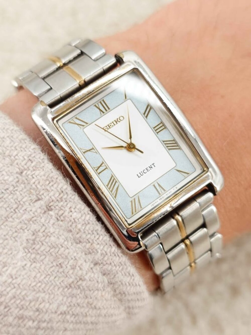 Seiko Lucent Unisex Quartz Watch 5E21-5C10 Tank Two-Tone 25mm JDM